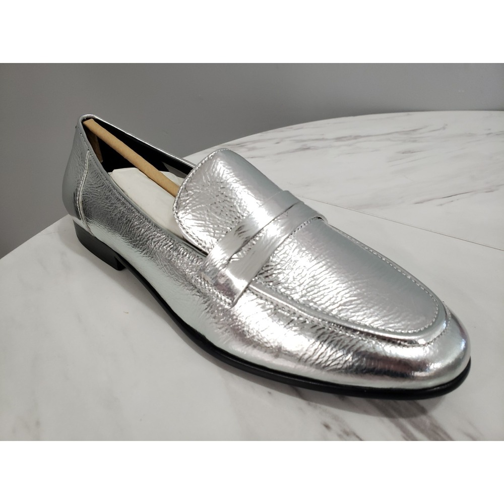 SIZE 8.5 - Kate Spade New York METALLIC SILVER Women's Genevieve Loafers Slip On - Picture 2 of 8